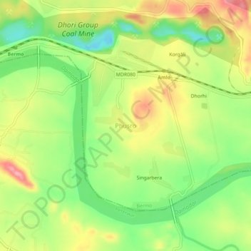 Phusro topographic map, elevation, terrain