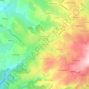 Les Chirottes topographic map, elevation, terrain