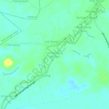Lampihong Selatan topographic map, elevation, terrain