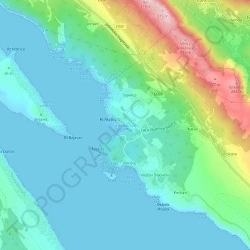 Jadranovo topographic map, elevation, terrain