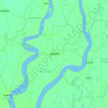 Barguna topographic map, elevation, terrain
