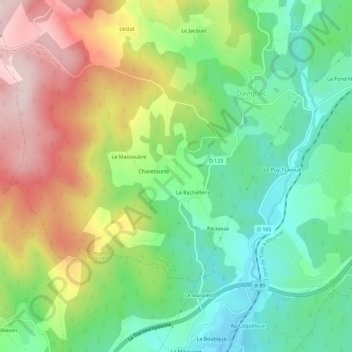 La Mongie topographic map, elevation, terrain