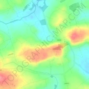 Bealad Cross Roads topographic map, elevation, terrain