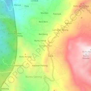 Rampunan topographic map, elevation, terrain