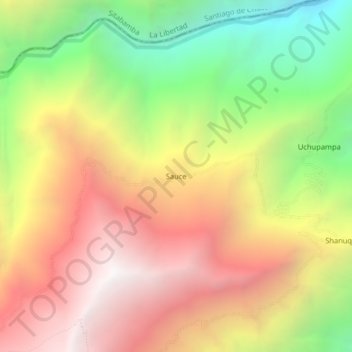 Sauce topographic map, elevation, terrain