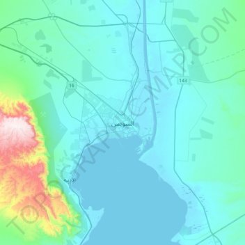 Suez topographic map, elevation, terrain