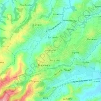 Saint-Alban topographic map, elevation, terrain