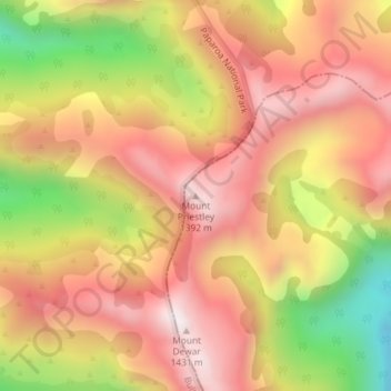 Mount Priestley topographic map, elevation, terrain
