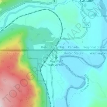 Laurier topographic map, elevation, terrain