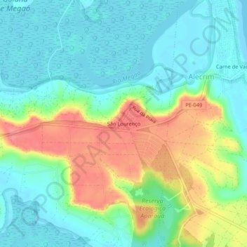 São Lourenço topographic map, elevation, terrain