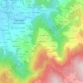 Cavião de Cima topographic map, elevation, terrain