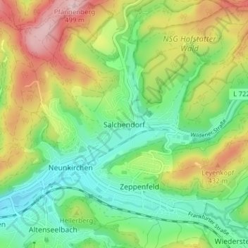 Salchendorf topographic map, elevation, terrain