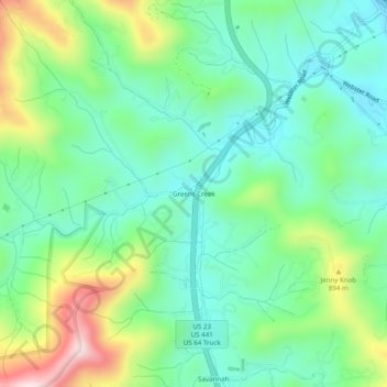 Greens Creek topographic map, elevation, terrain