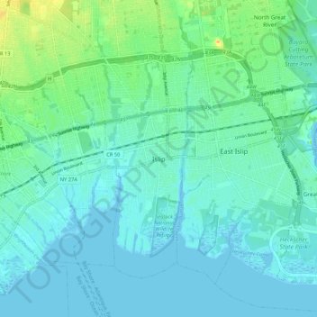 Islip topographic map, elevation, terrain