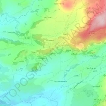 Rochon topographic map, elevation, terrain