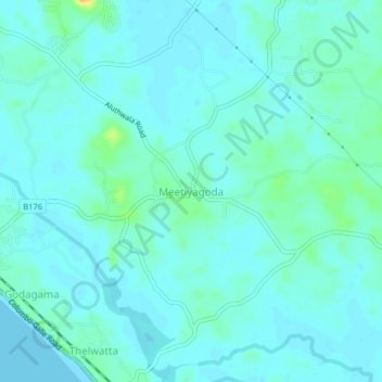 Meetiyagoda topographic map, elevation, terrain