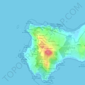 Temperán topographic map, elevation, terrain