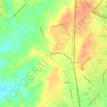 Wicker topographic map, elevation, terrain
