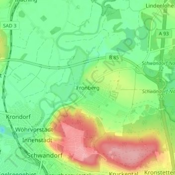 Fronberg topographic map, elevation, terrain