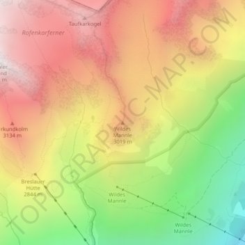 Wildes Mannle topographic map, elevation, terrain