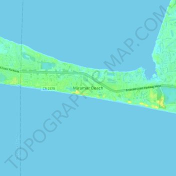 Miramar Beach topographic map, elevation, terrain