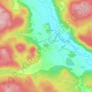 Öppom topographic map, elevation, terrain