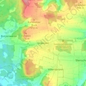 Sinbronn topographic map, elevation, terrain