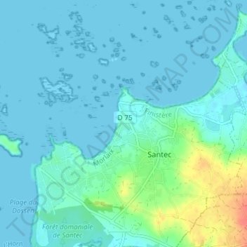 Théven topographic map, elevation, terrain