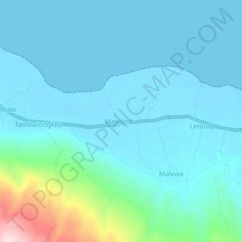 Mawomba topographic map, elevation, terrain