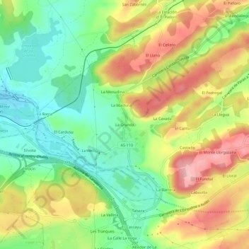 La Granda topographic map, elevation, terrain