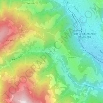 Kliening topographic map, elevation, terrain