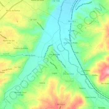 Chã de Baixo topographic map, elevation, terrain