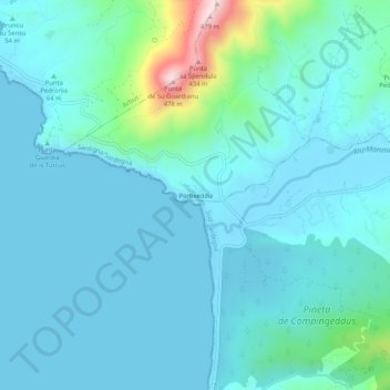 Portixeddu topographic map, elevation, terrain