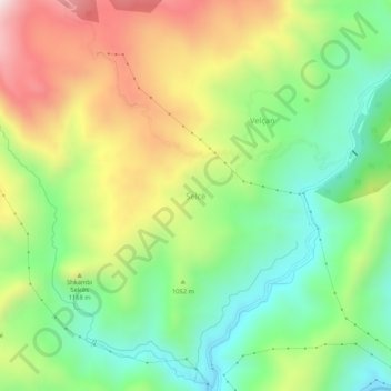 Selcë topographic map, elevation, terrain