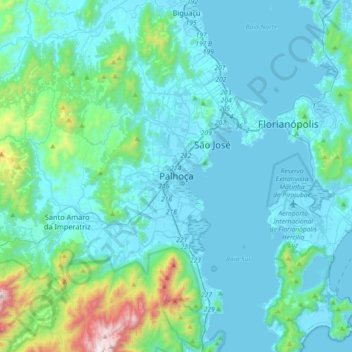 Palhoça topographic map, elevation, terrain