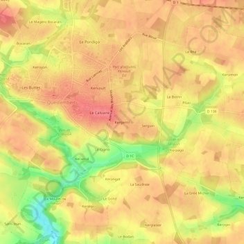 Kergentil topographic map, elevation, terrain