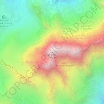 Le Sirac topographic map, elevation, terrain
