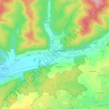 Schneegattern topographic map, elevation, terrain