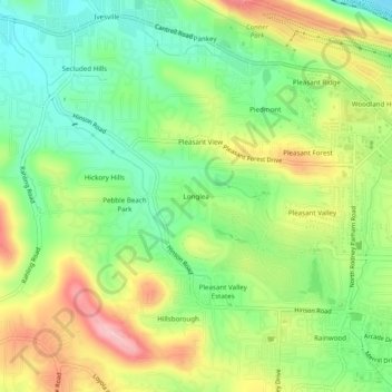 Longlea topographic map, elevation, terrain
