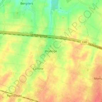 Hodeige topographic map, elevation, terrain