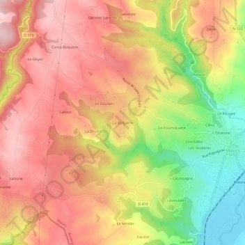 La Balgairie topographic map, elevation, terrain