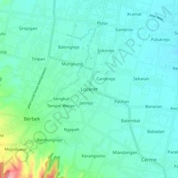 Loceret topographic map, elevation, terrain