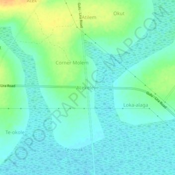 Acekeleye topographic map, elevation, terrain