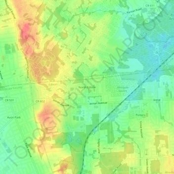 North Edison topographic map, elevation, terrain