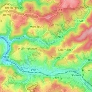 Dahl topographic map, elevation, terrain