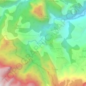 Bras Marron topographic map, elevation, terrain