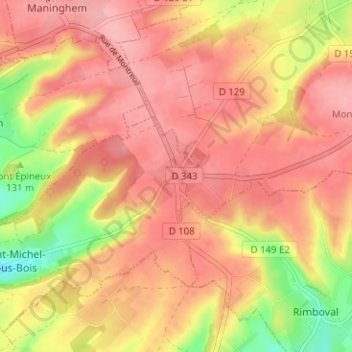 Hénoville topographic map, elevation, terrain