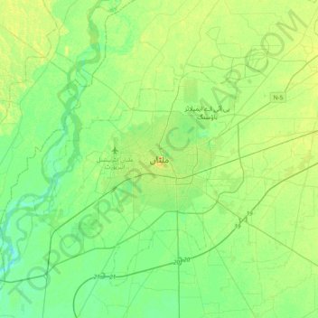 Multan topographic map, elevation, terrain