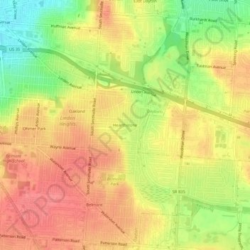 Hearthstone topographic map, elevation, terrain