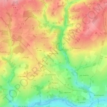 Prévenchère topographic map, elevation, terrain